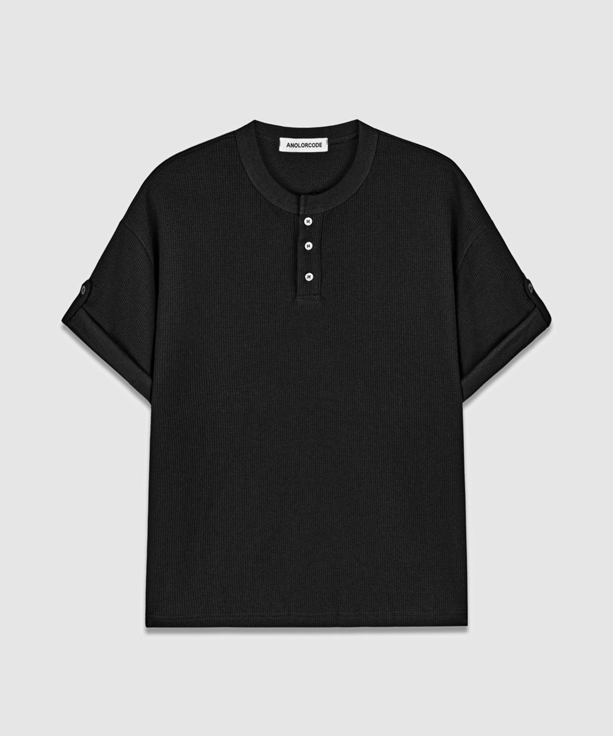 어널러코드(ANOLORCODE) 와플 헨리넥 반팔티 (2color)