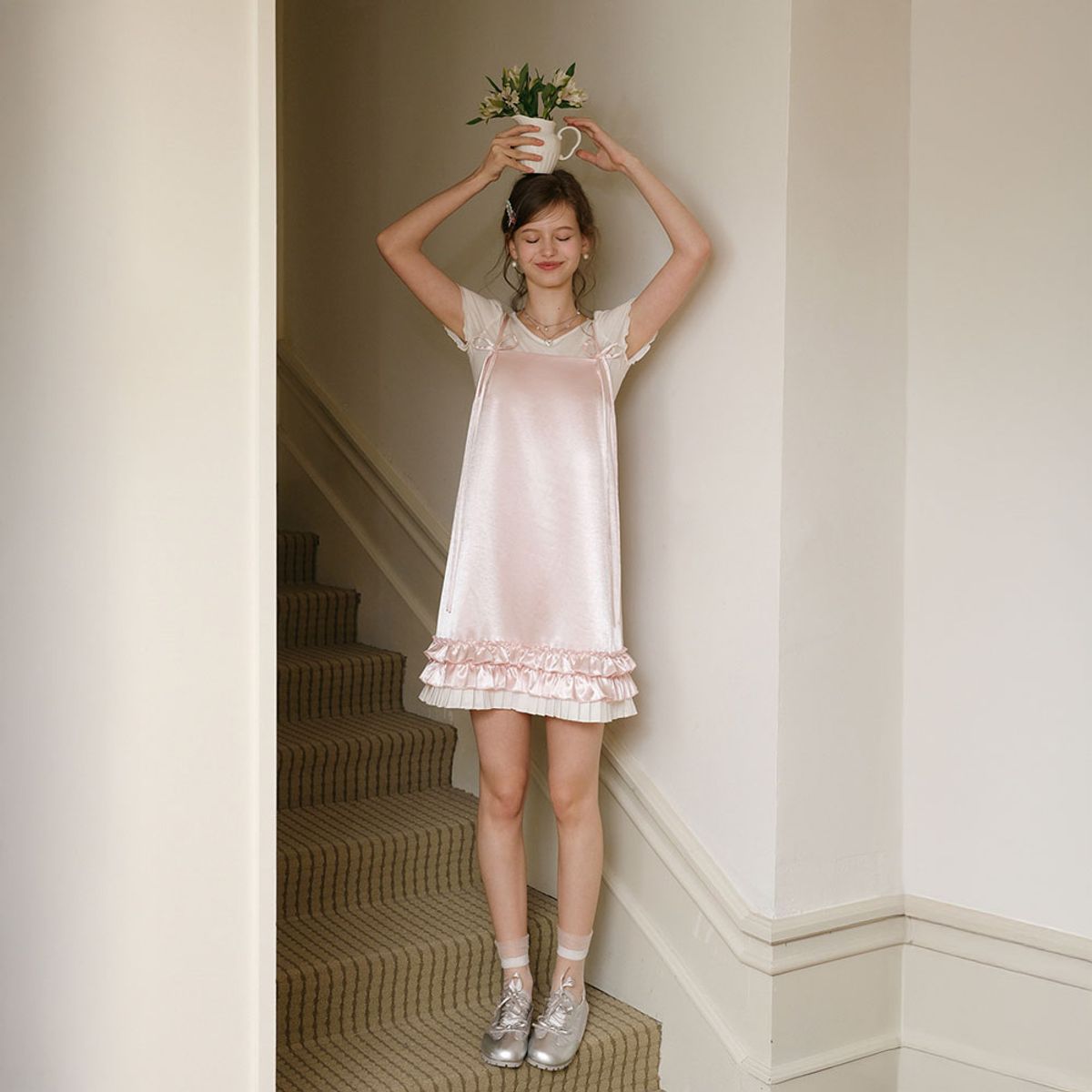 쎄무아듀(CEST MOIDEW) Cest_Satin ruffle sleeveless dress