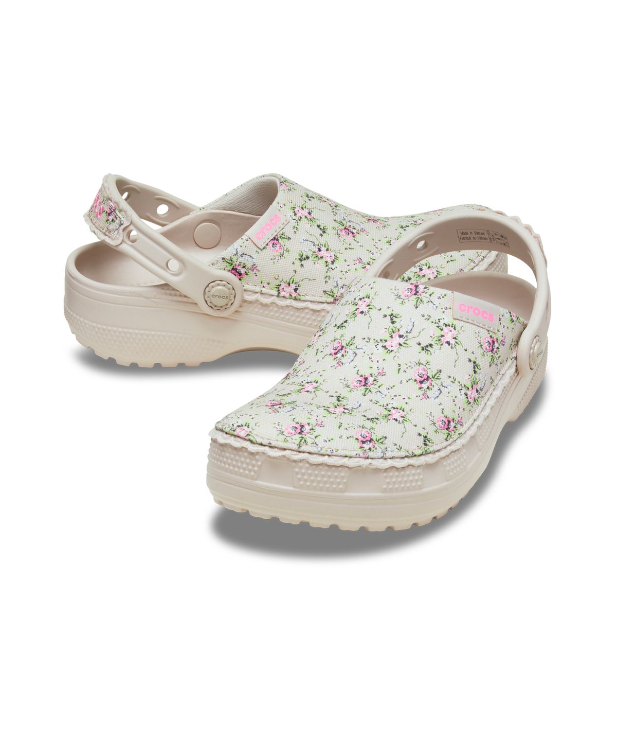 크록스키즈(CROCS KIDS) 클래식 크래프티드 디치 플로럴 클로그 키즈 - 코코아 크림 / 213974-2PL