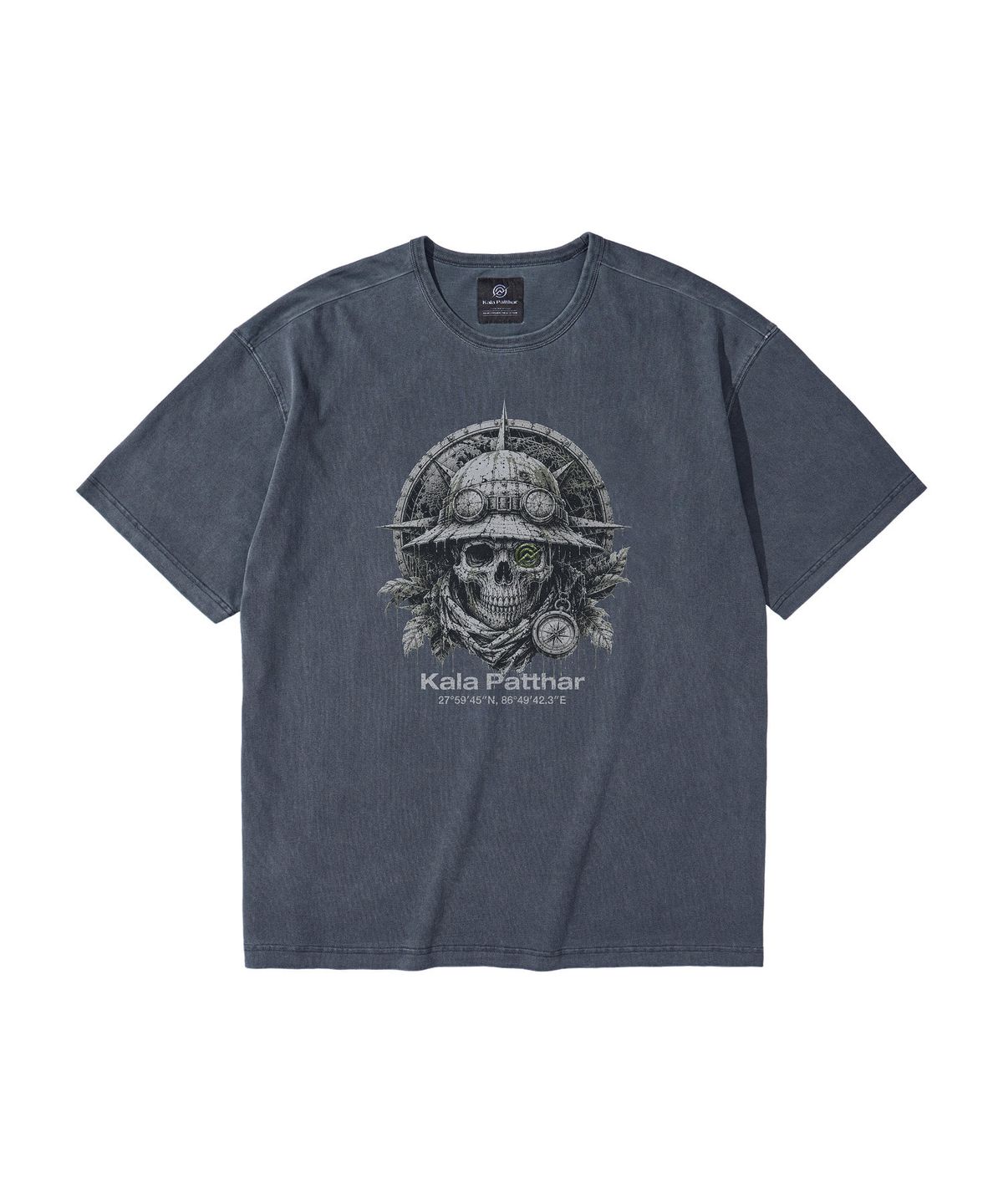 칼라파타르(KALAPATTHAR) PIGMENT SKULL EXPLORER GRAPHIC SHORT SLEEVE T-SHIRT BLUE