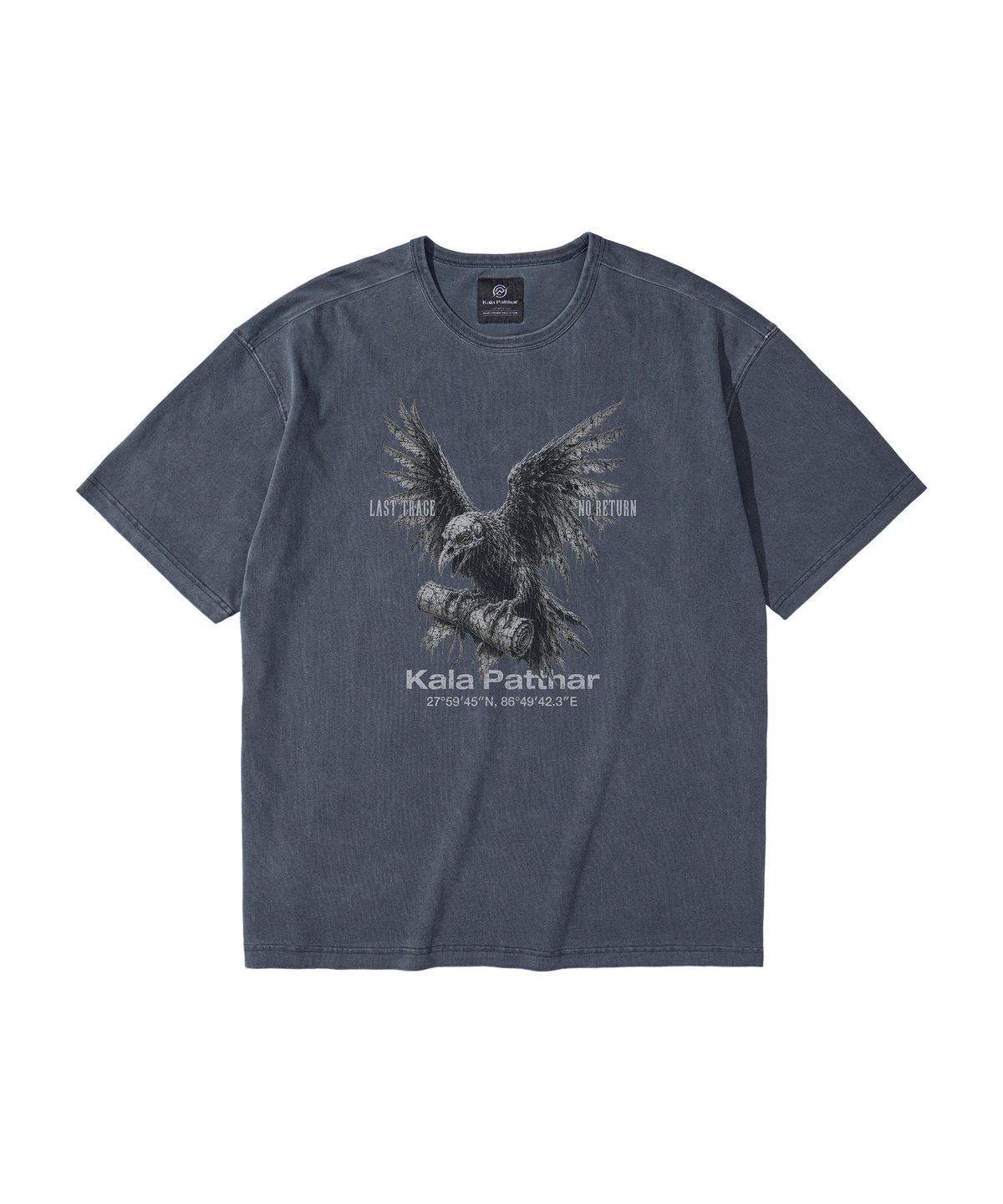 칼라파타르(KALAPATTHAR) PIGMENT GHOST CROW GRAPHIC SHORT SLEEVE T-SHIRT BLUE