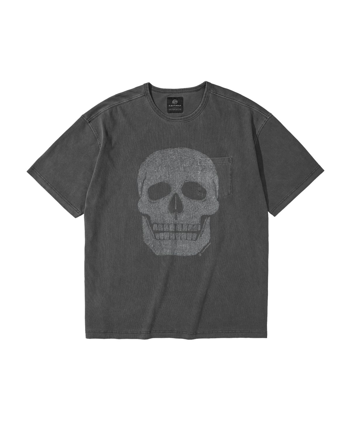 칼라파타르(KALAPATTHAR) PIGMENT X-RAY SKULL GRAPHIC SHORT SLEEVE T-SHIRT CHARCOAL