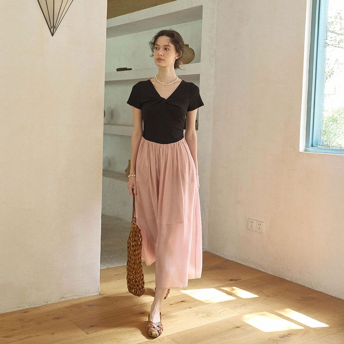 심플레트로(SIMPLE RETRO) SR_Waist fake two-piece dress