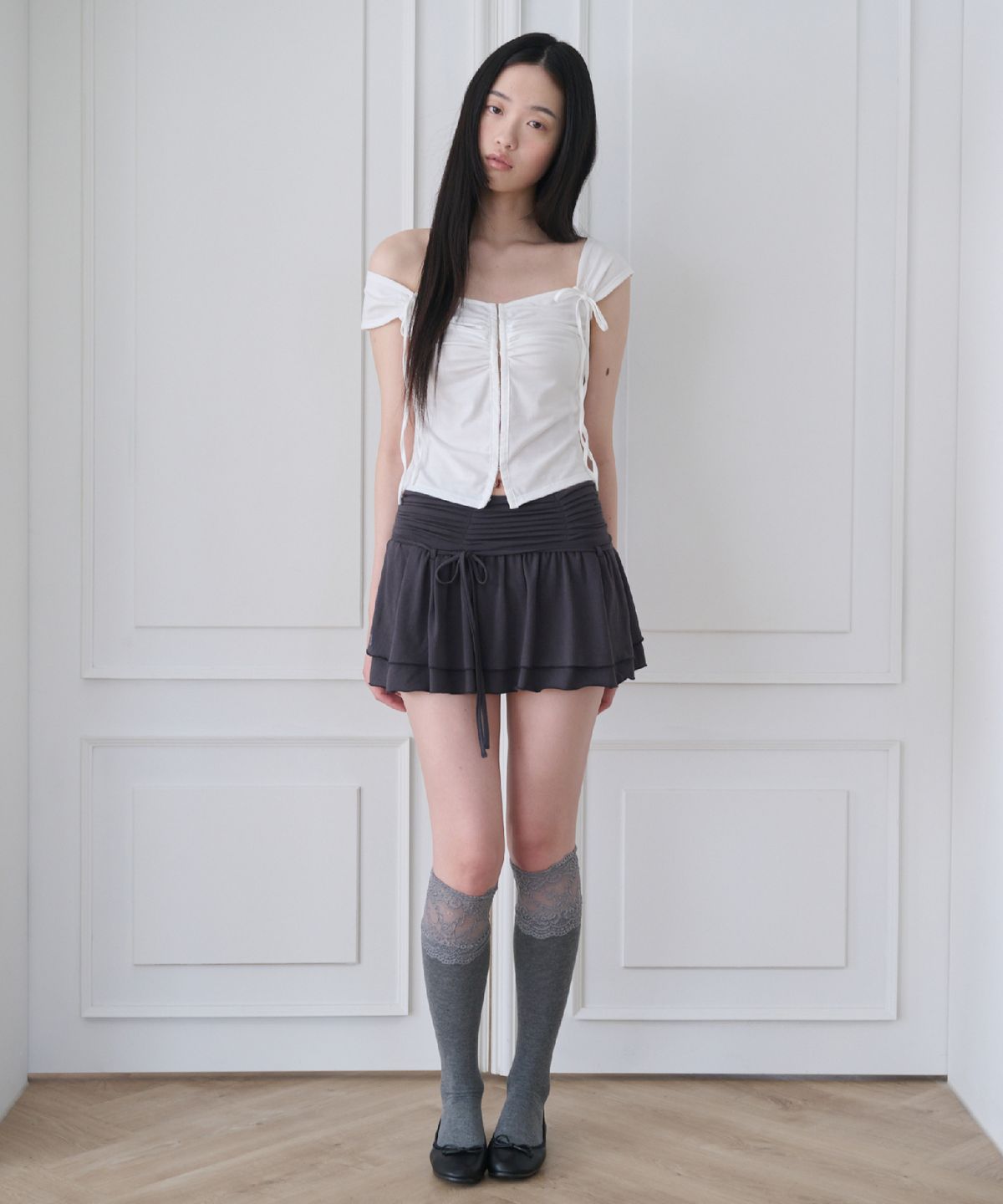 서울리(SEOULI) HAILEY LAYERED SKIRT [CHARCOAL]
