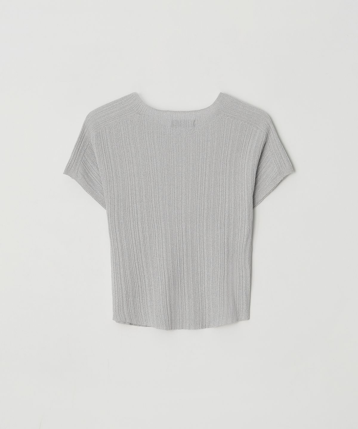 머지앤밍글(MERGE&MINGLE) Arin Wholegarment Pleats Short Sleeve Knit Top (Gray)
