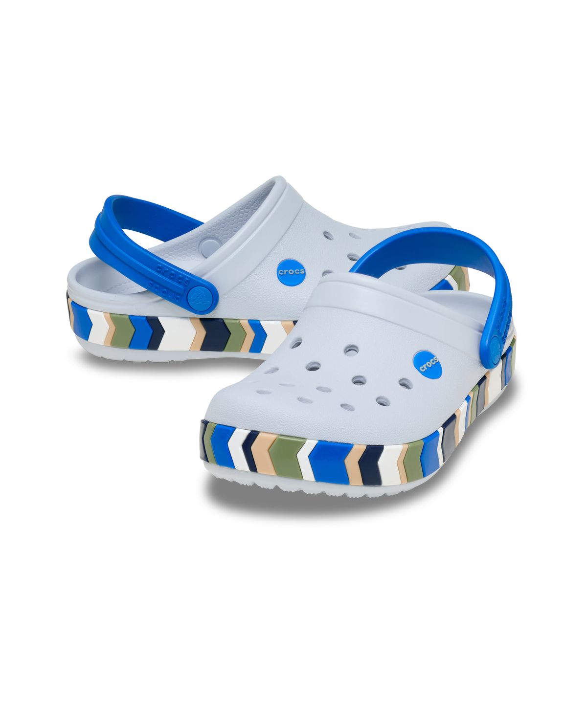 크록스키즈(CROCS KIDS) 크록밴드 쉐브론 밴드 클로그 키즈 - 스틸/블루 블레이즈 / 213839-1G1