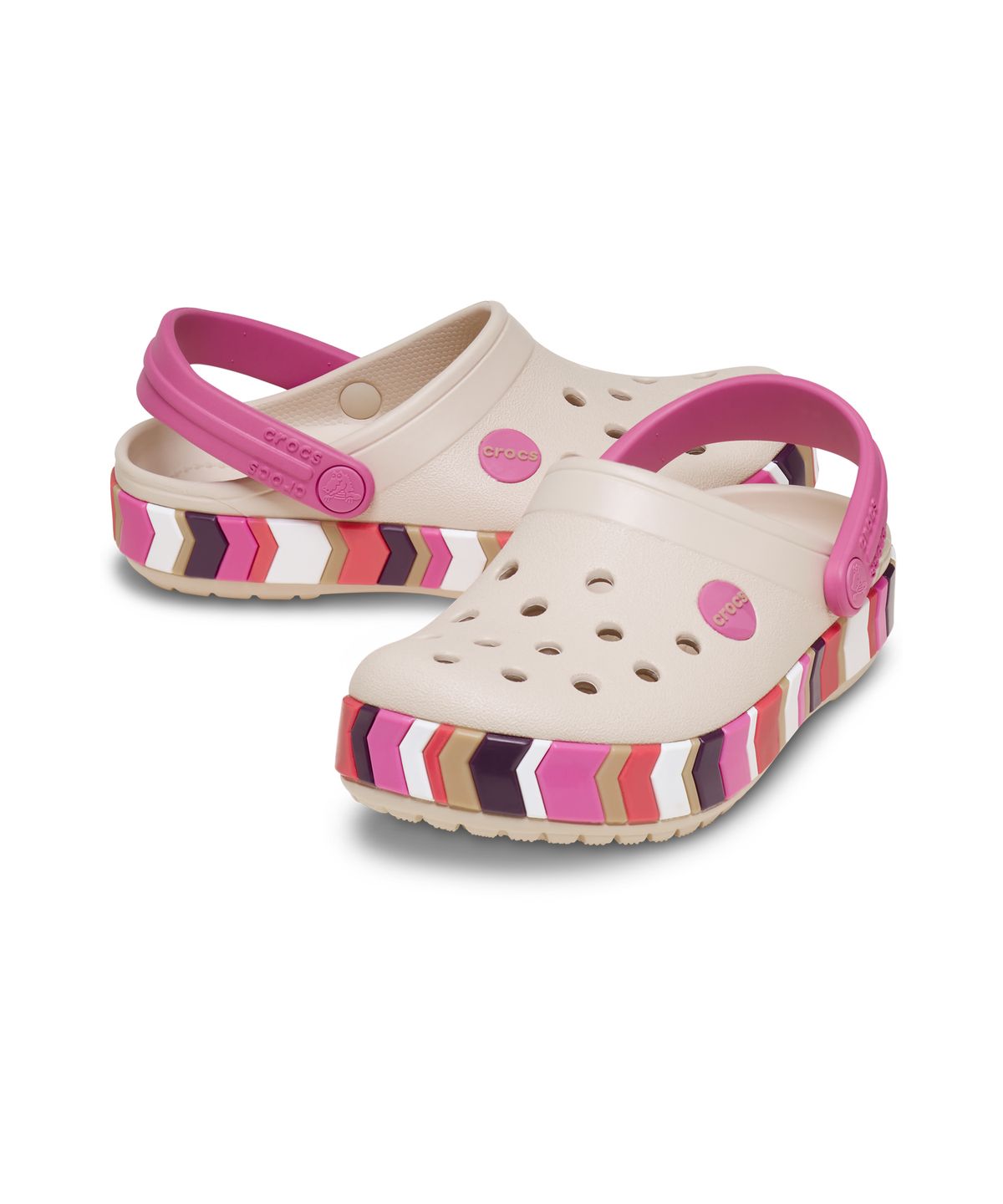 크록스키즈(CROCS KIDS) 크록밴드 쉐브론 밴드 클로그 토들러 - 프라페/콰이어트 로즈 / 213840-2QC