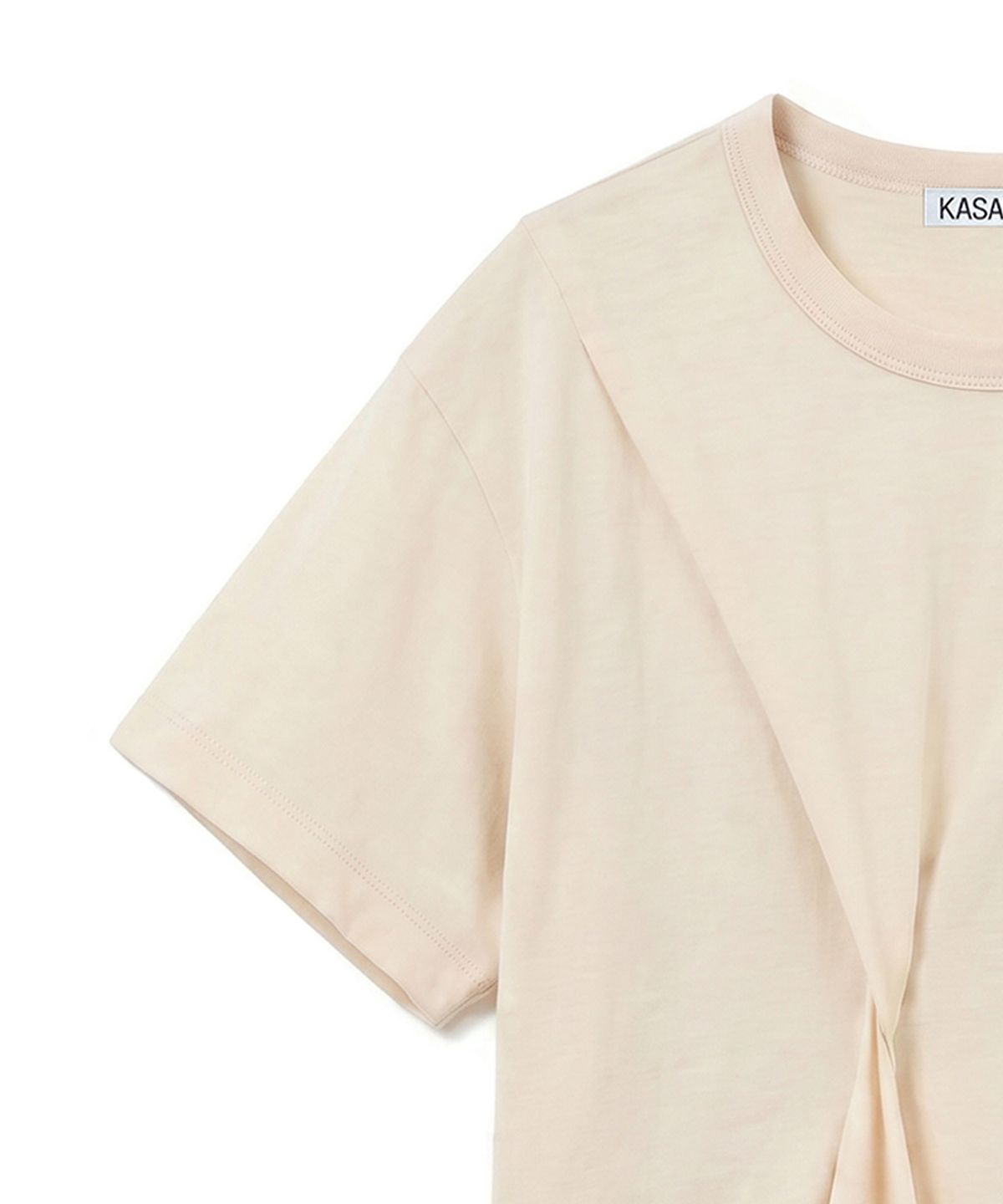 카사카사(KASAKASA) Beige Asym Draped T-Shirt