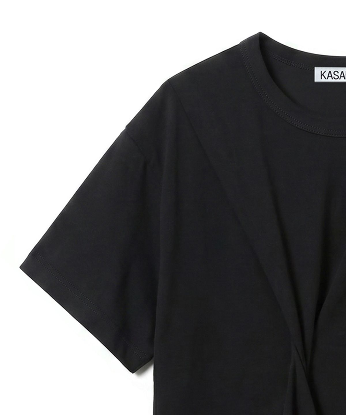 카사카사(KASAKASA) Black Asym Draped T-Shirt