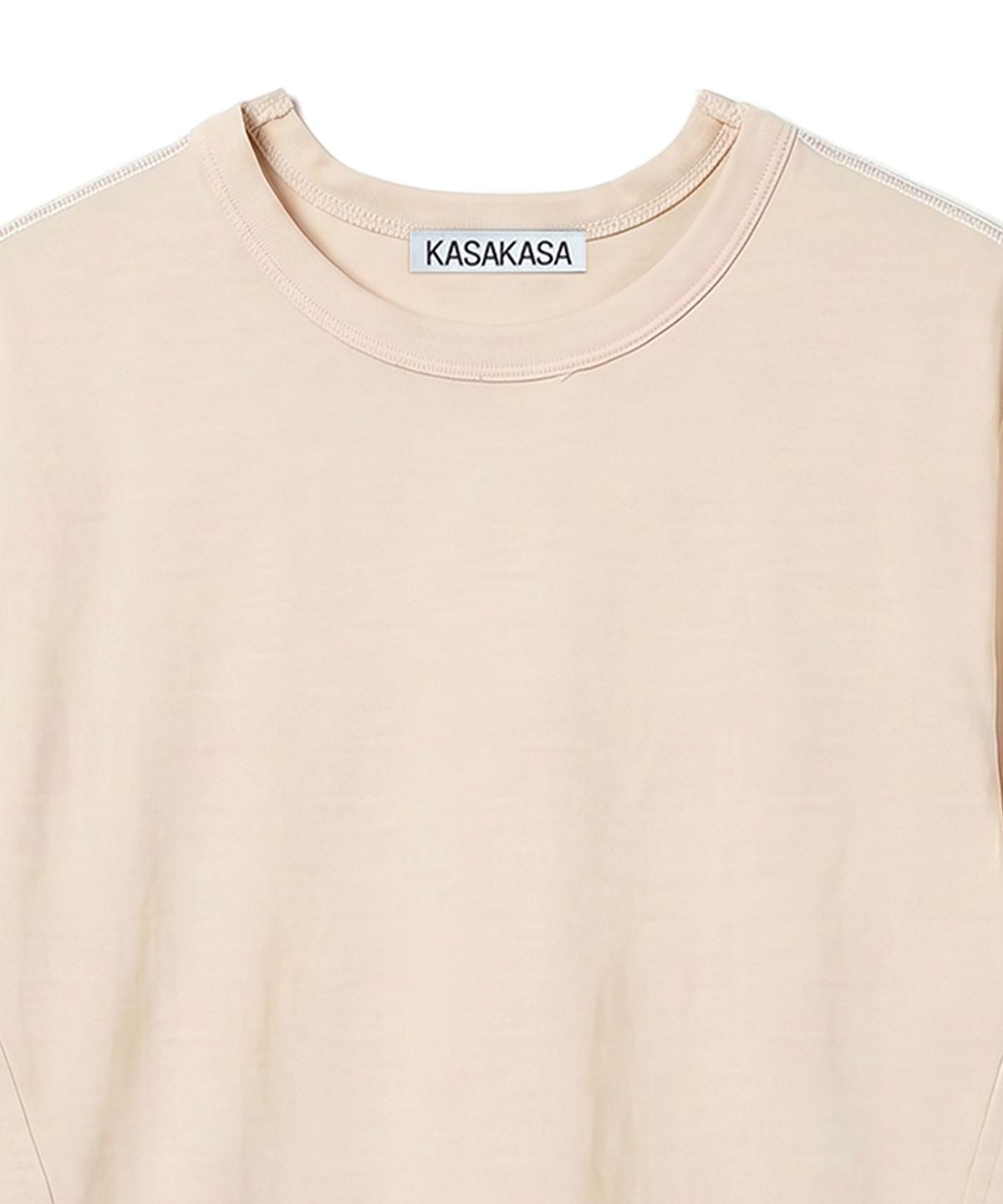카사카사(KASAKASA) Beige Shifted Line T-Shirt