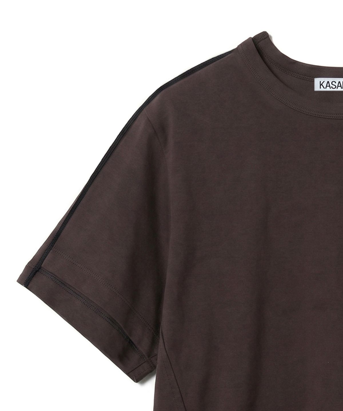 카사카사(KASAKASA) Brown Shifted Line T-Shirt
