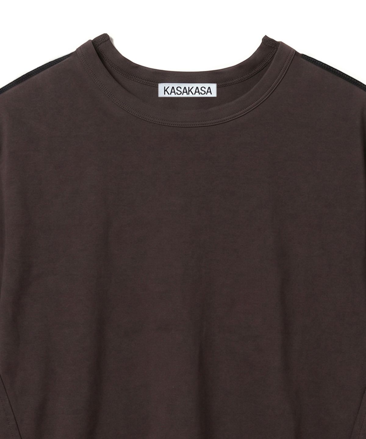 카사카사(KASAKASA) Brown Shifted Line T-Shirt