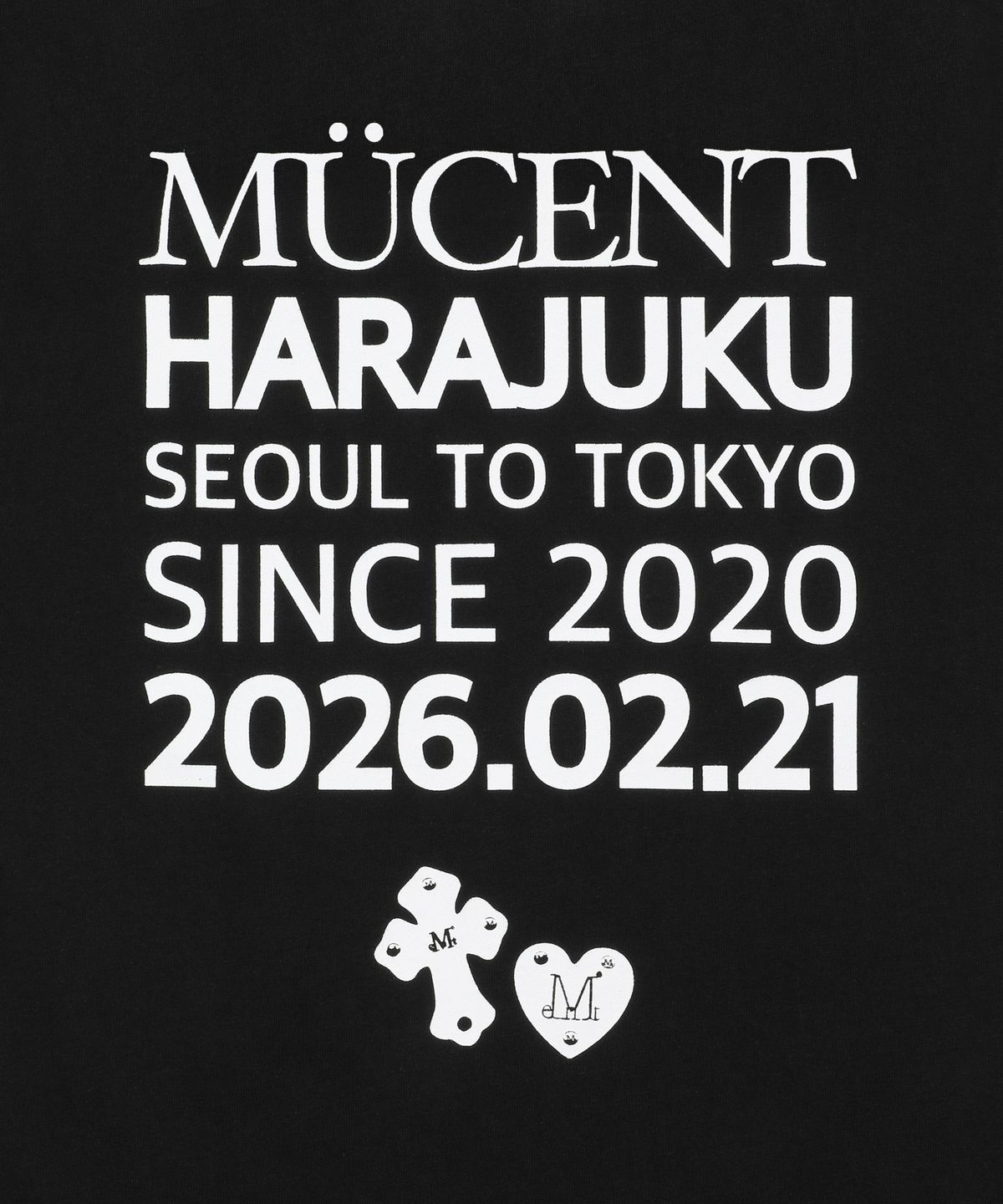 무센트(MUCENT) 프롬 하라주쿠 백 레터링 반팔 티 (2컬러)