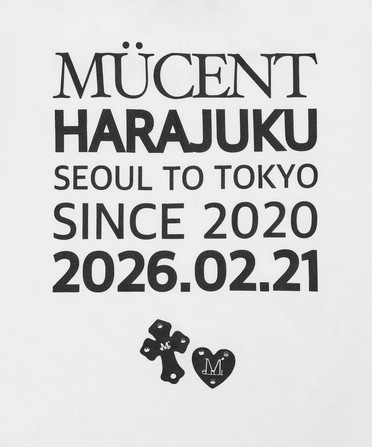 무센트(MUCENT) 프롬 하라주쿠 백 레터링 반팔 티 (2컬러)
