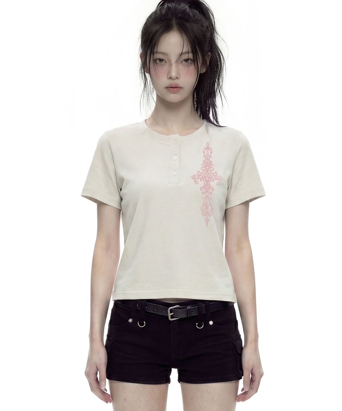그레이버(GRAVER) [UNISEX]SIMCROSS 헨리넥반팔티_2color