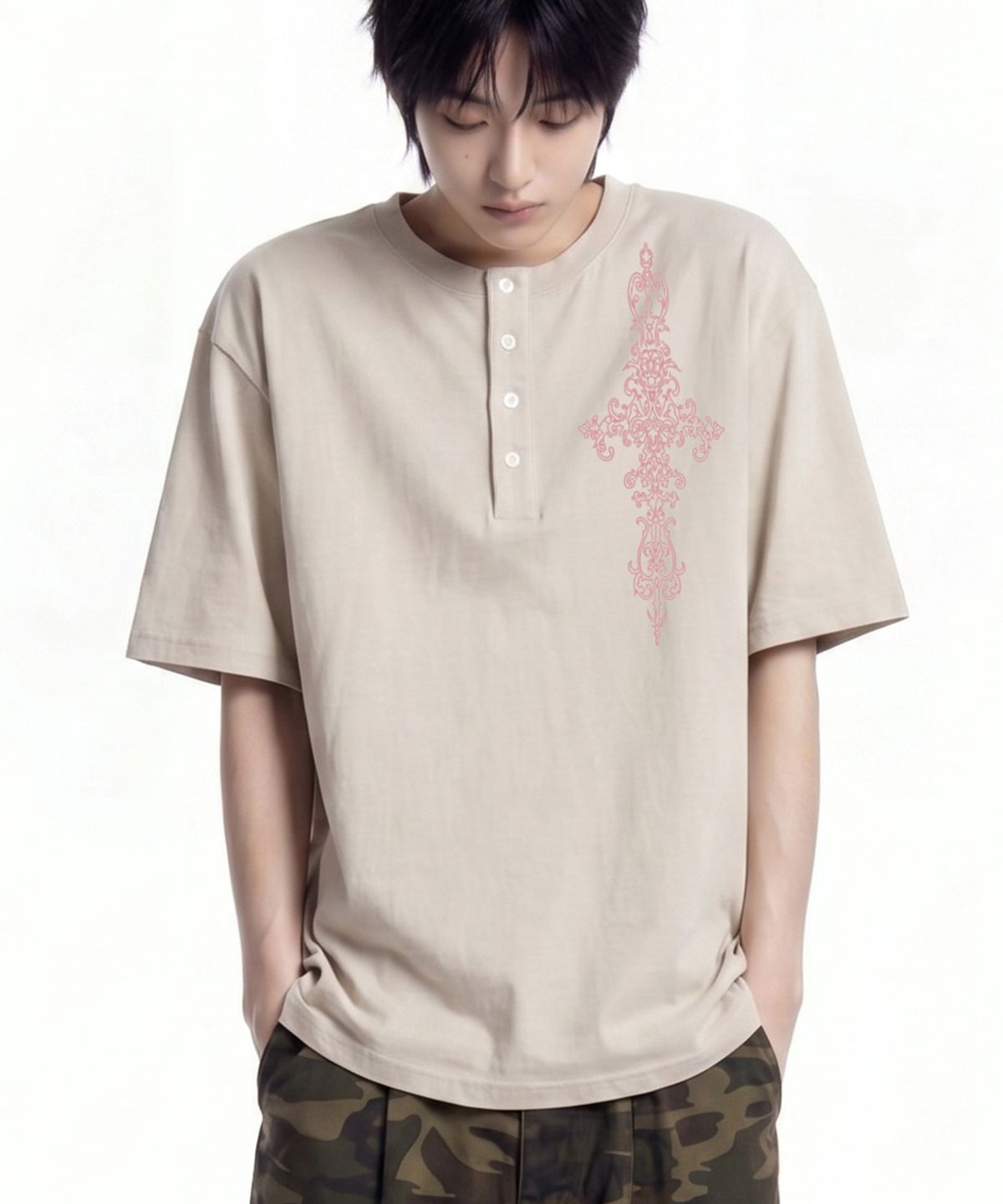 그레이버(GRAVER) [UNISEX]SIMCROSS 헨리넥반팔티_2color