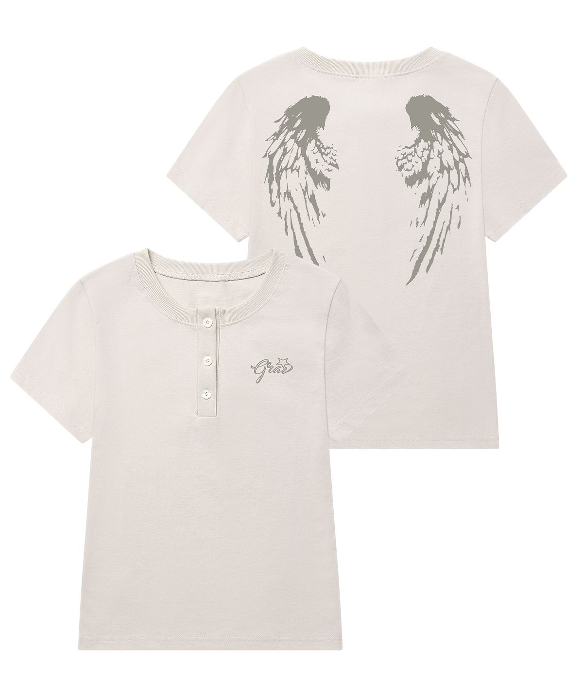 그레이버(GRAVER) [UNISEX]WINGS 헨리넥반팔티_2color
