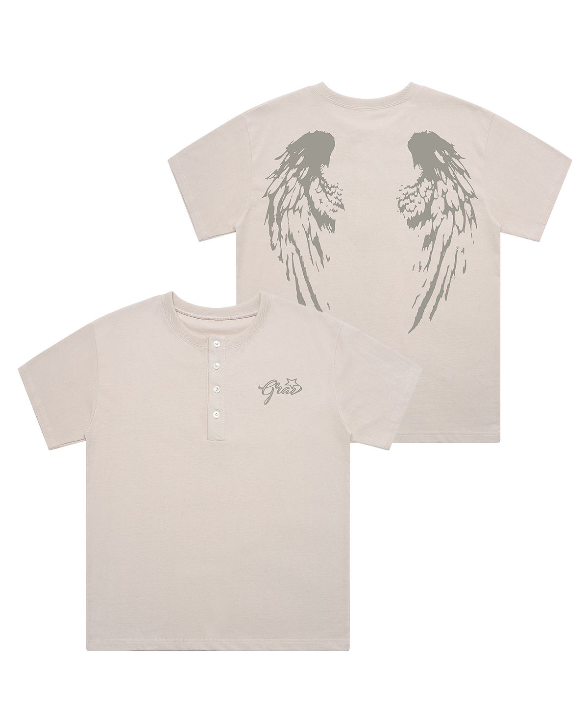 그레이버(GRAVER) [UNISEX]WINGS 헨리넥반팔티_2color