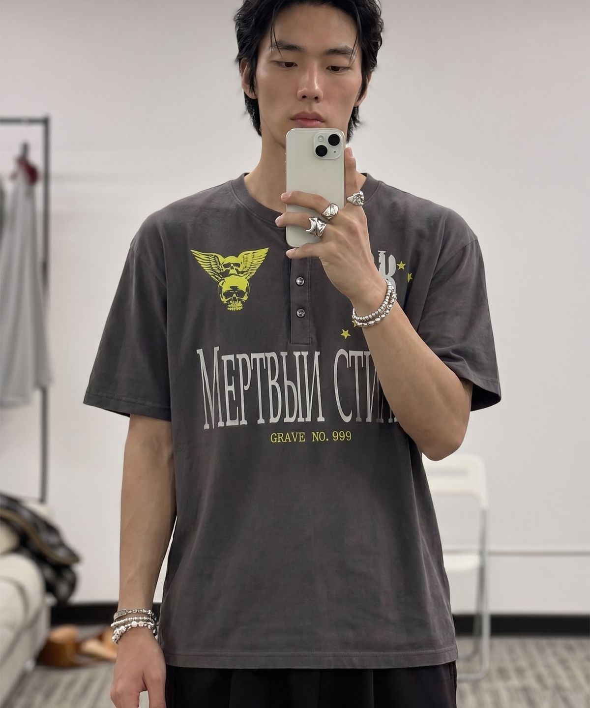 그레이버(GRAVER) [UNISEX]NO999 헨리넥반팔티_2color