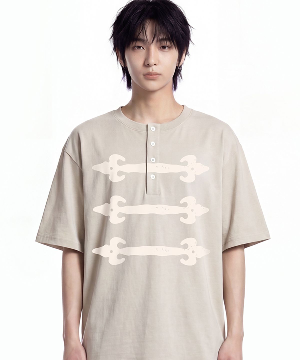 그레이버(GRAVER) [UNISEX]BUTTONS 헨리넥반팔티_2color