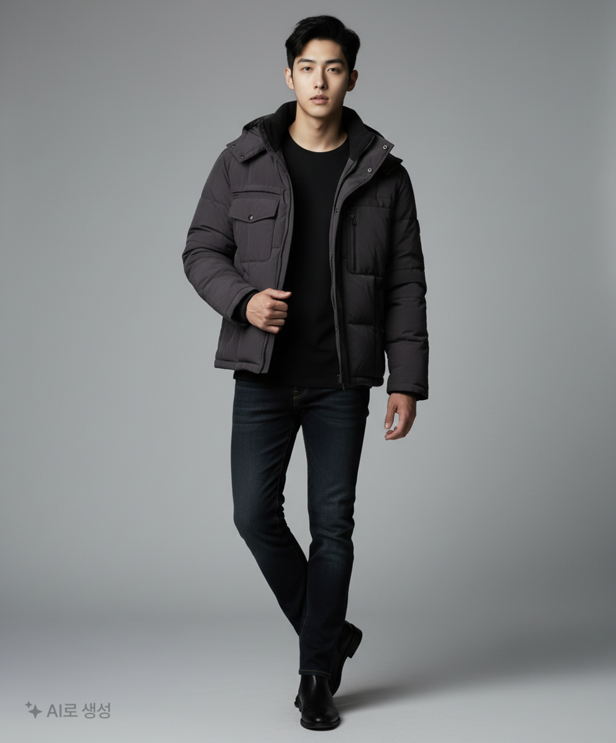 버커루(BUCKAROO) 남성 N/P 아웃포켓 하이넥 다운 점퍼(B224DW330P) 블랙 L