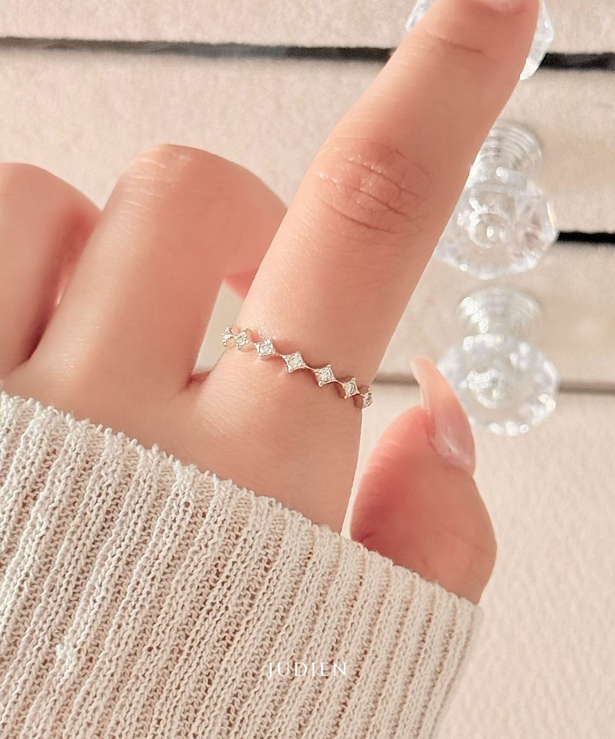 주디엔(JUDIEN) 14k 18k 랩다이아 미니 왕관 반지