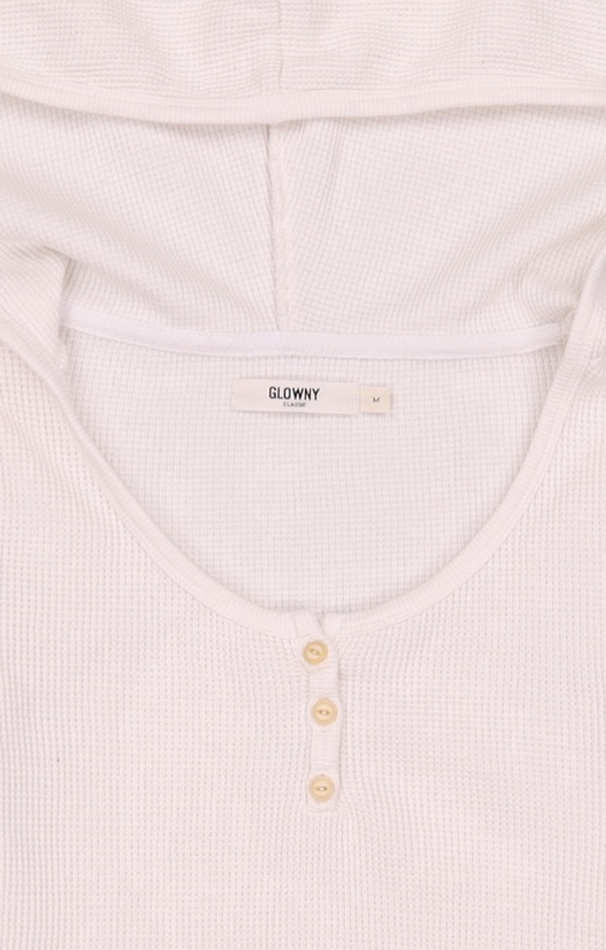 글로니(GLOWNY) 3/4 G WAFFLE BUTTON FLY TEE (WHITE) M
