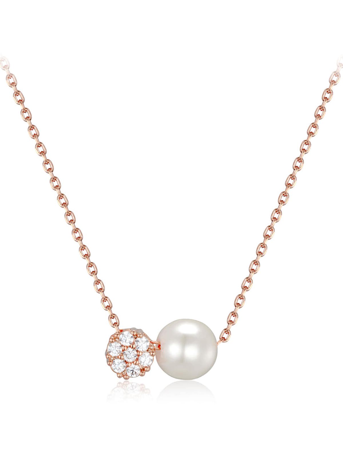 엘르주얼리(ELLEJEWELRY) 플라워 앤 진주 팬던트 체인 목걸이 ELBRNN250 (14K Gold Plated)