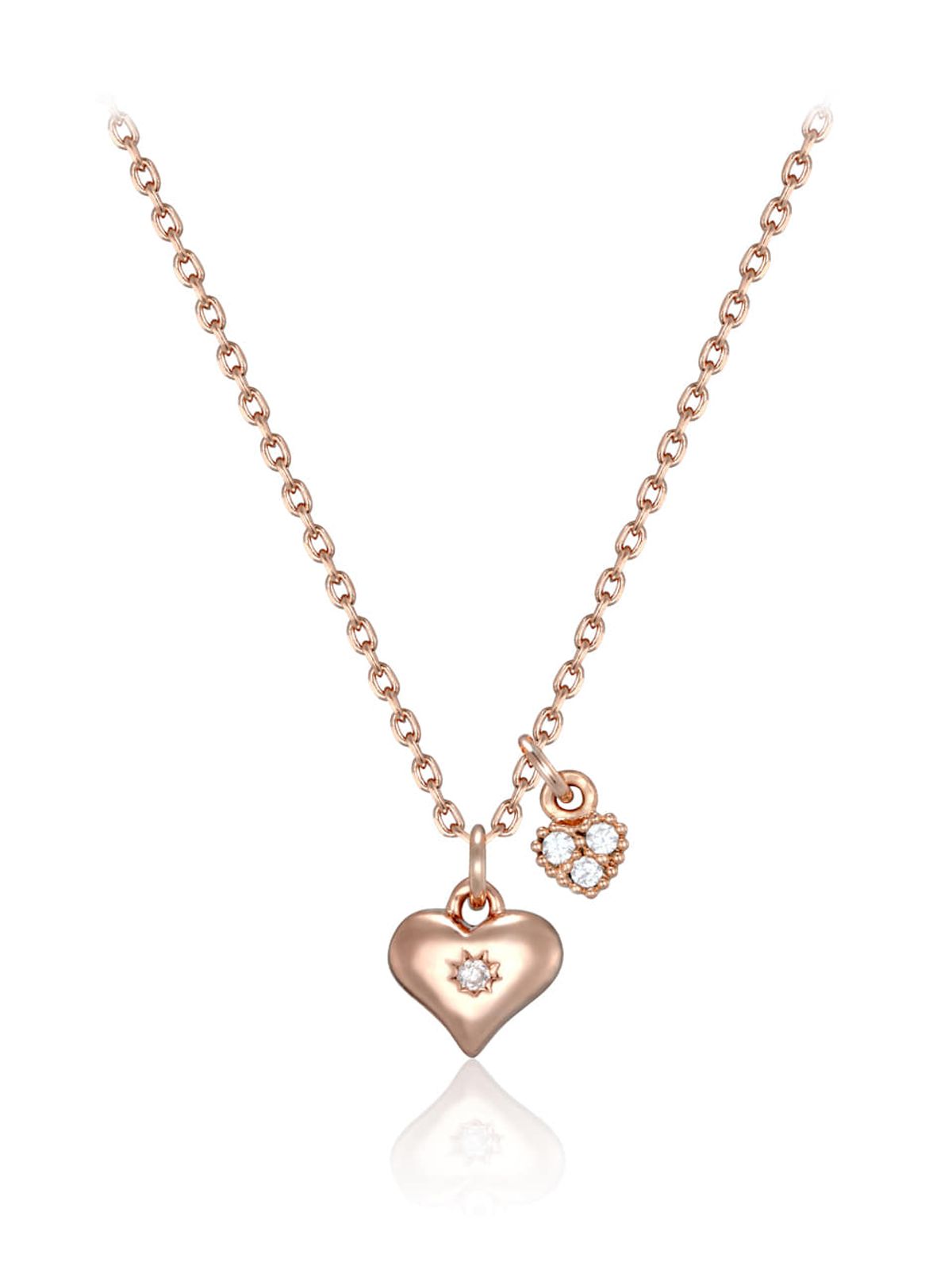 엘르주얼리(ELLEJEWELRY) 미니 하트 참 레이어드 목걸이 ELBRNN248 (14K Gold Plated)