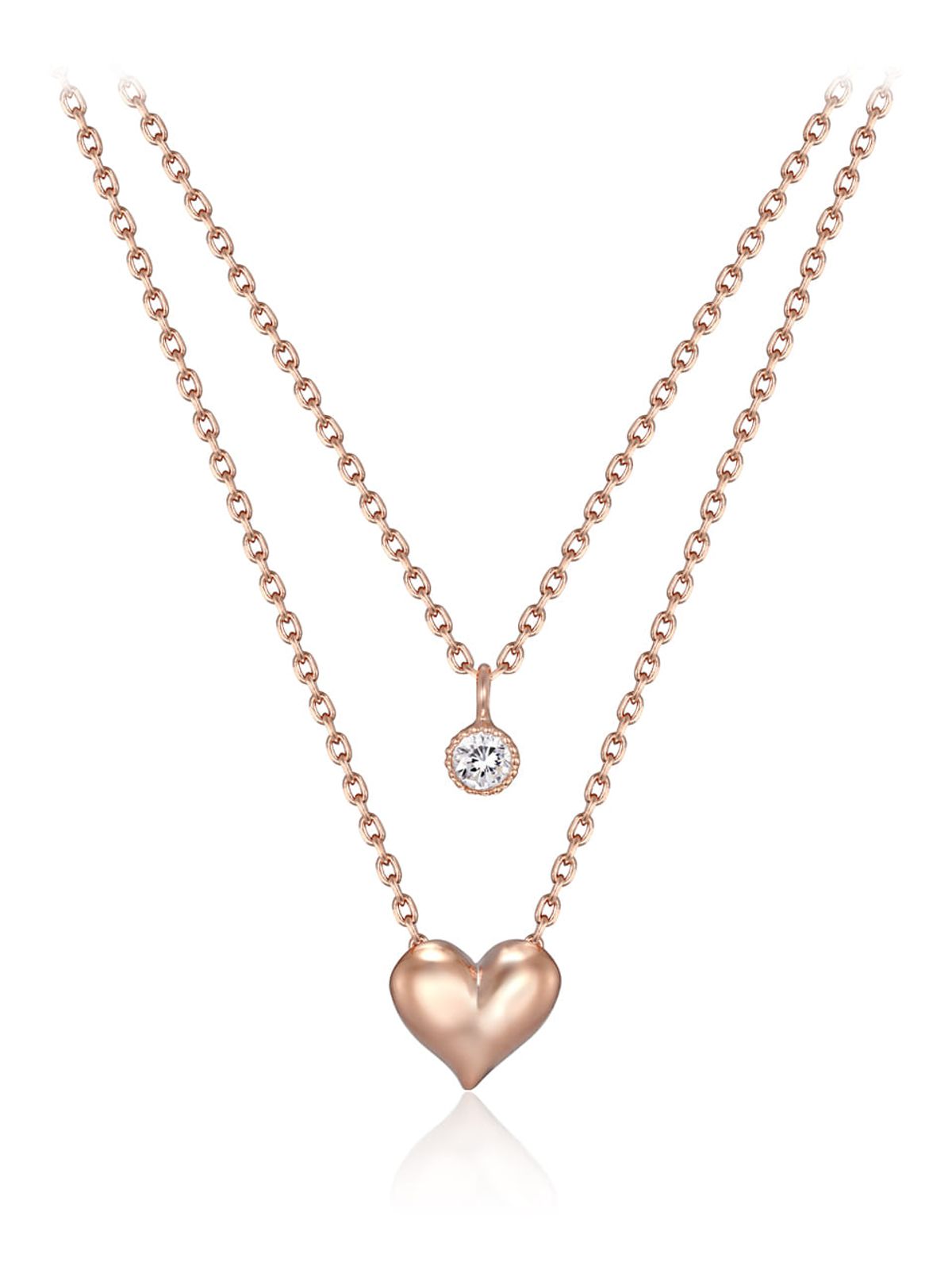 엘르주얼리(ELLEJEWELRY) 두줄 레이어드 하트 목걸이 ELBRNN247 (14K Gold Plated)