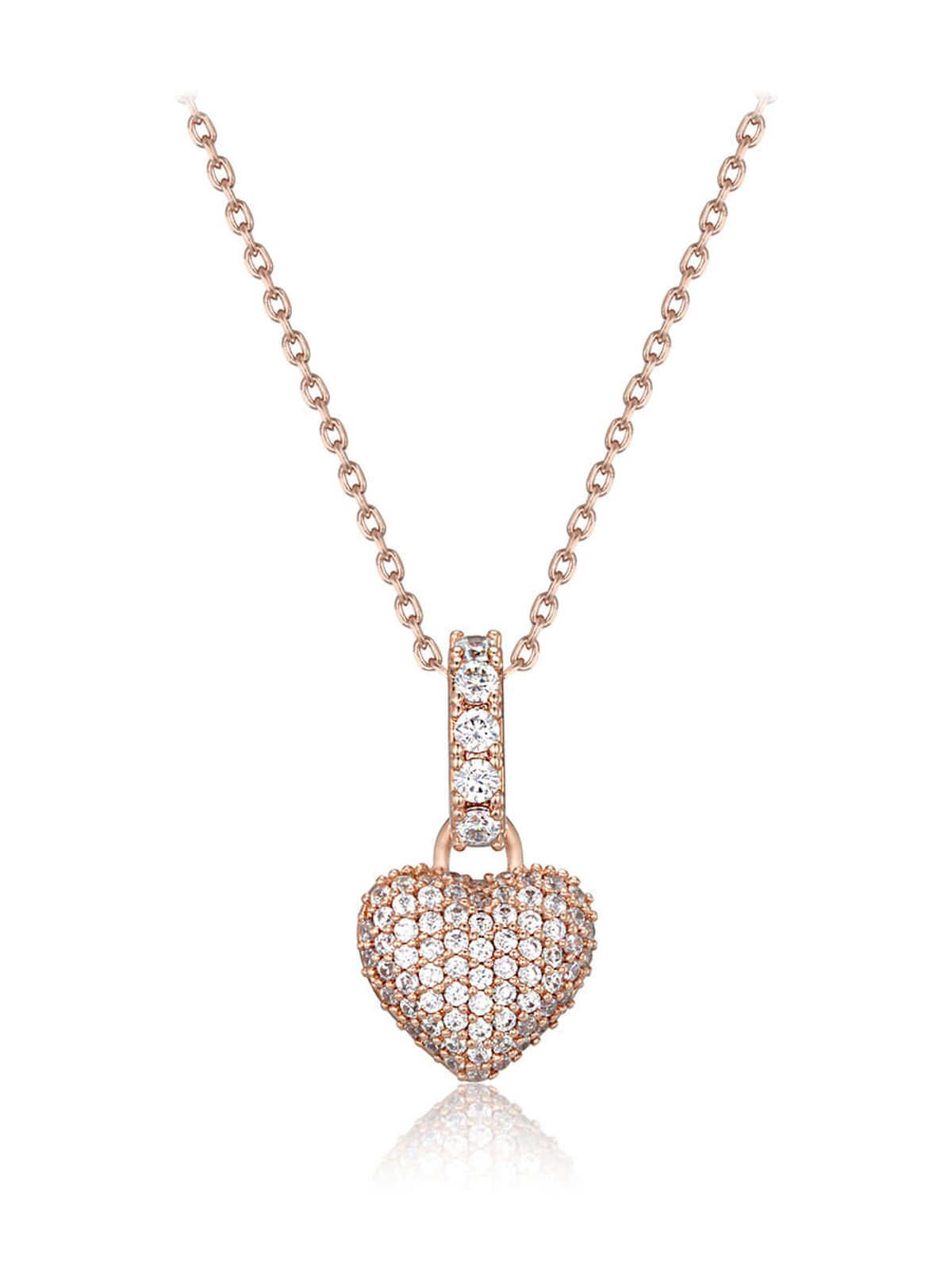 엘르주얼리(ELLEJEWELRY) 파베 볼륨 하트 목걸이 ELBRNN246 (14K Gold Plated)