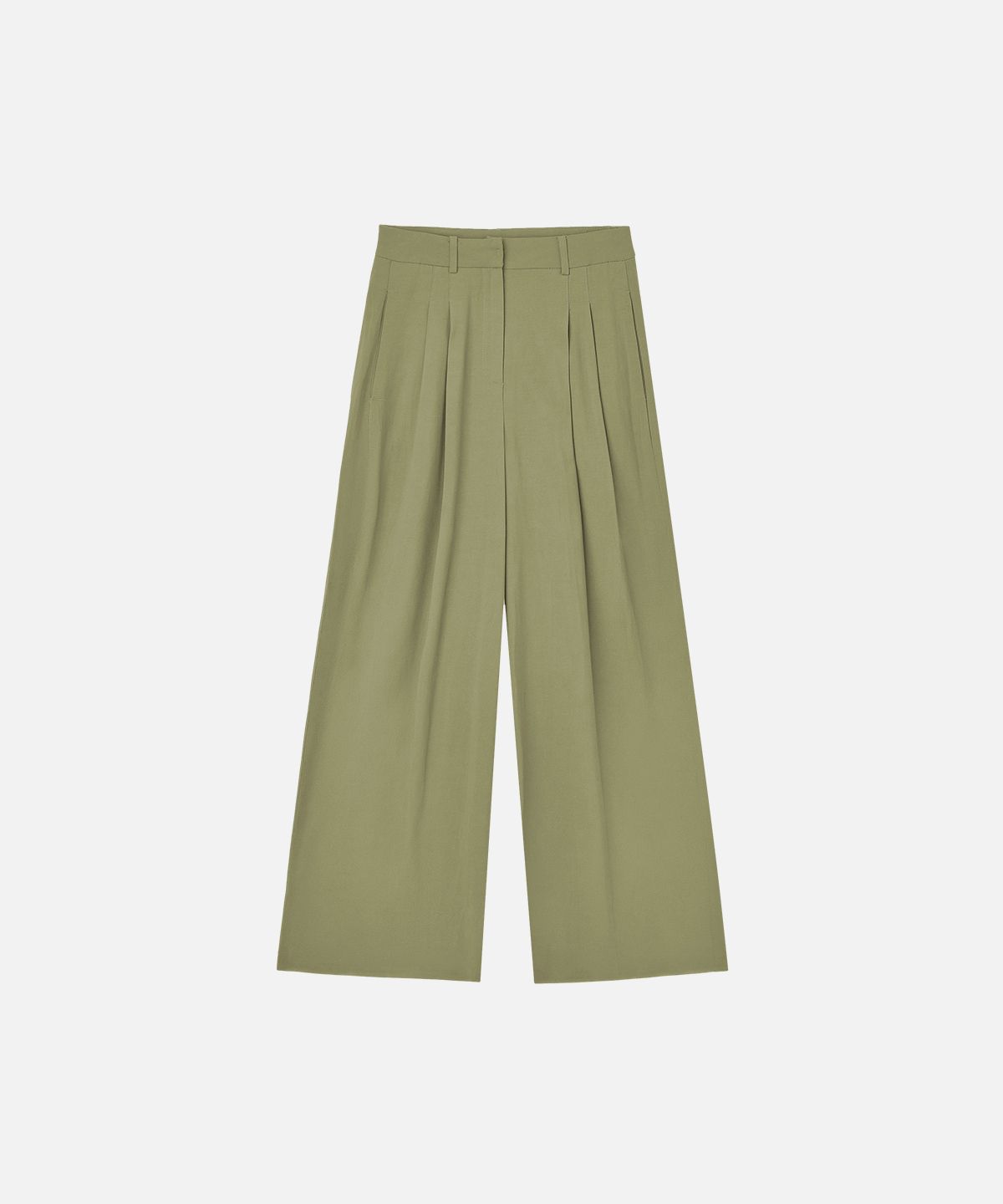 비올셋(BE ALL SET) Linen Tuck Detail Wide Pants_Olive Khaki