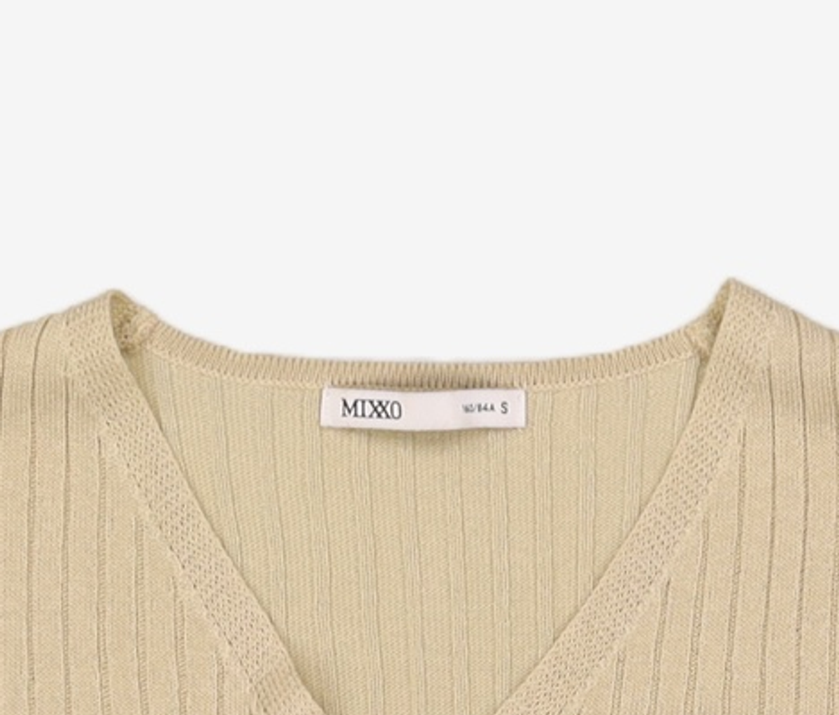 미쏘(MIXXO) 브이넥 골지 반팔 가디건 MIWCKC710T S