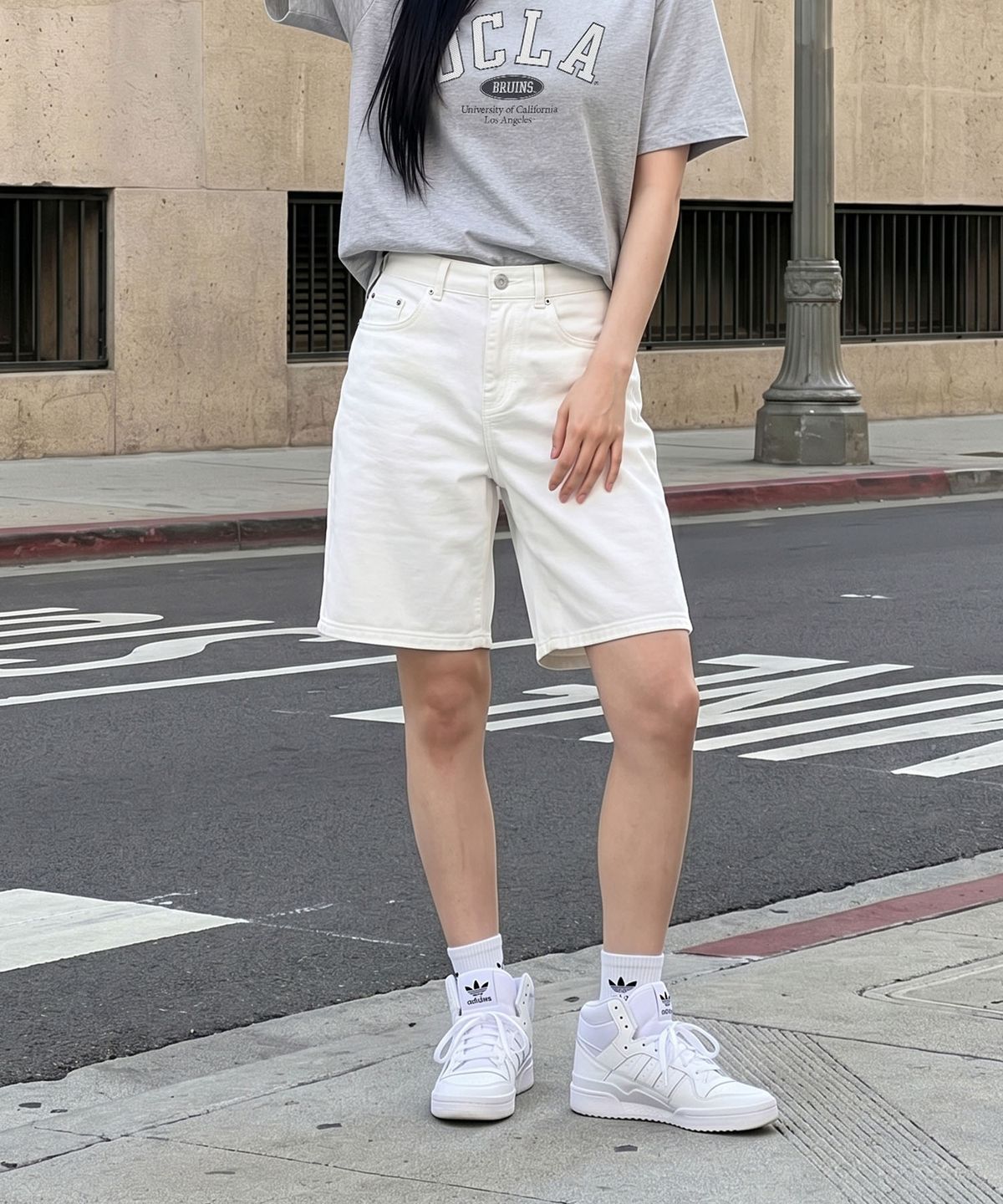유씨엘에이(UCLA) 여성 데님 노턱 버뮤다 팬츠[CREAM](UC4DH50)