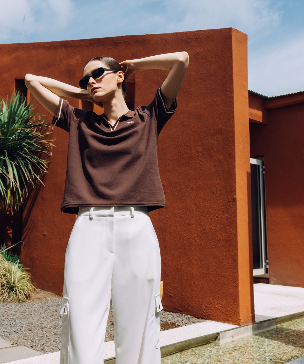 오베르 골프(OBER GOLF) 클래식 배색 PK 탑(브라운)