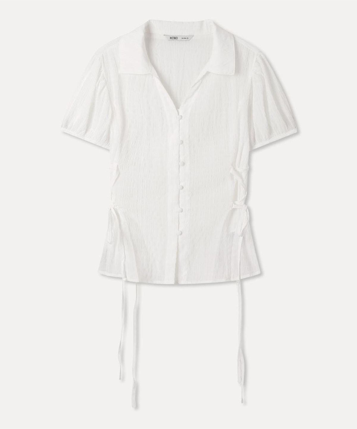 미쏘(MIXXO) 시어 레이스업 블라우스_MIWBWG716G
