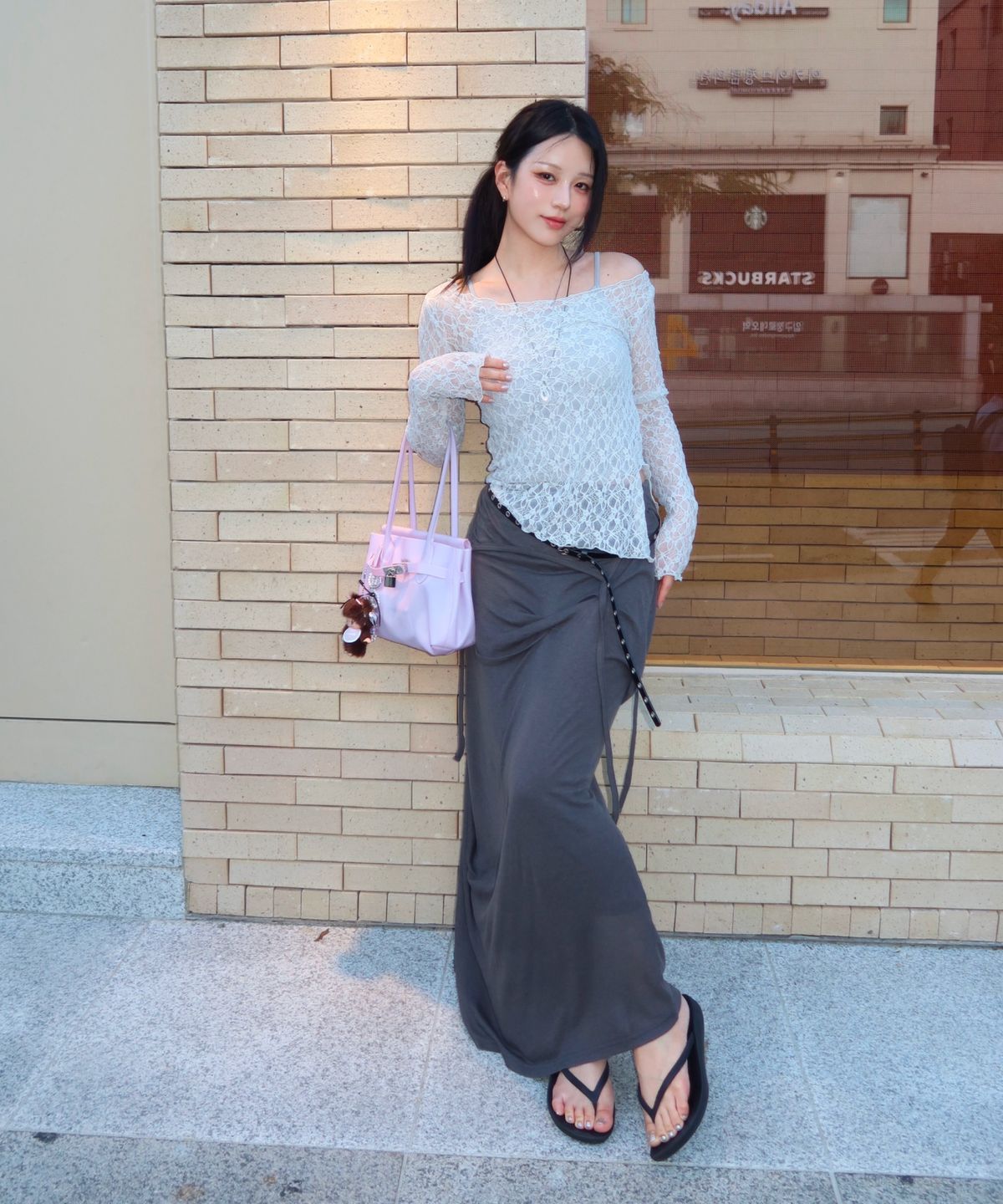 미쏘(MIXXO) 레이스 레이어드 긴팔 티셔츠 RE LWG42SS_MIWLWG71QA