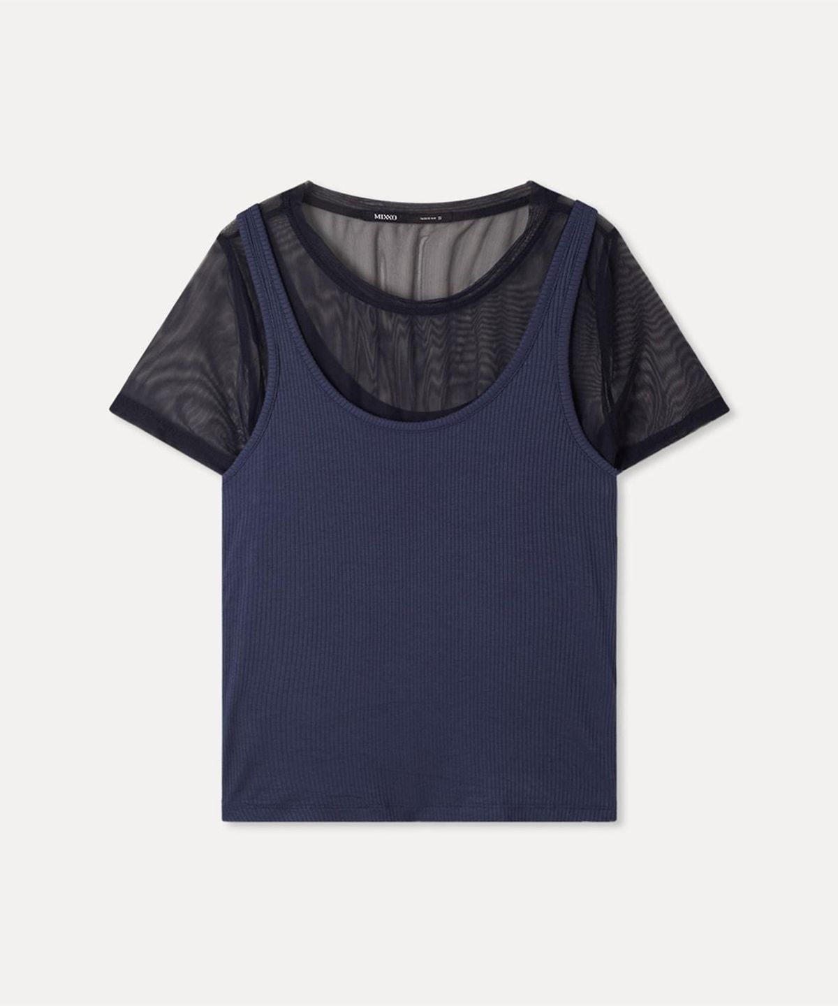미쏘(MIXXO) 매쉬 레이어드 반팔 티셔츠 RE HWG48SS_MIWHWG81QA