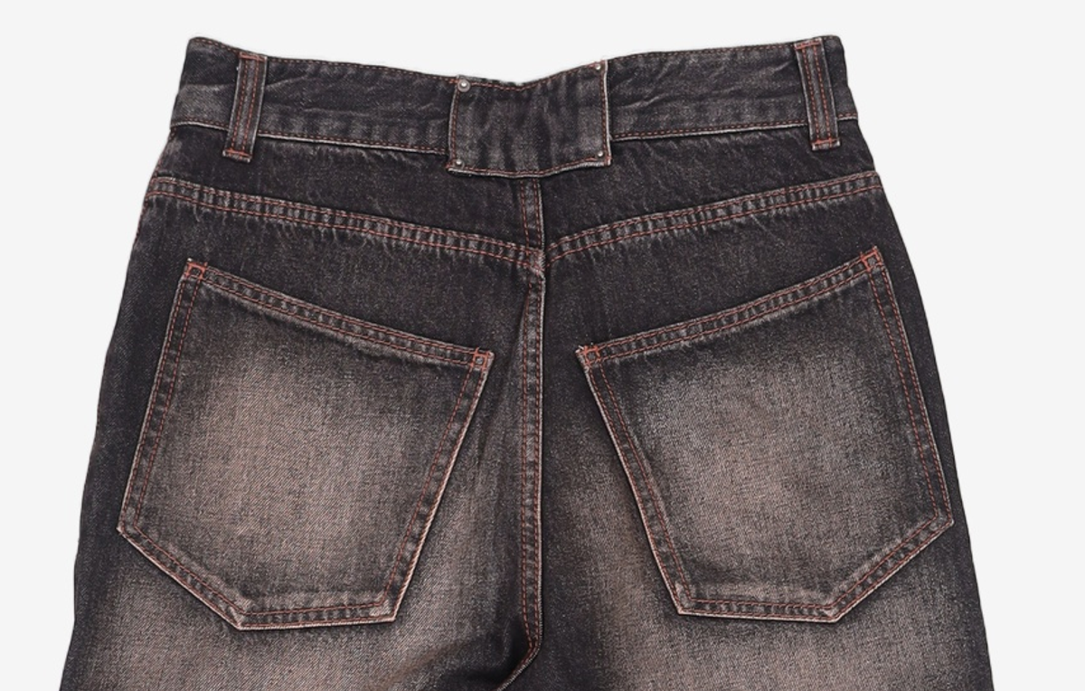 메종미네드(MAISON MINED) CRACK BRUSH WIDE DENIM PANTS BROWN 46