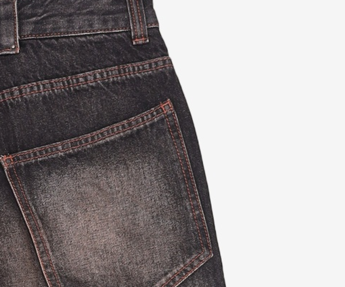 메종미네드(MAISON MINED) CRACK BRUSH WIDE DENIM PANTS BROWN 46