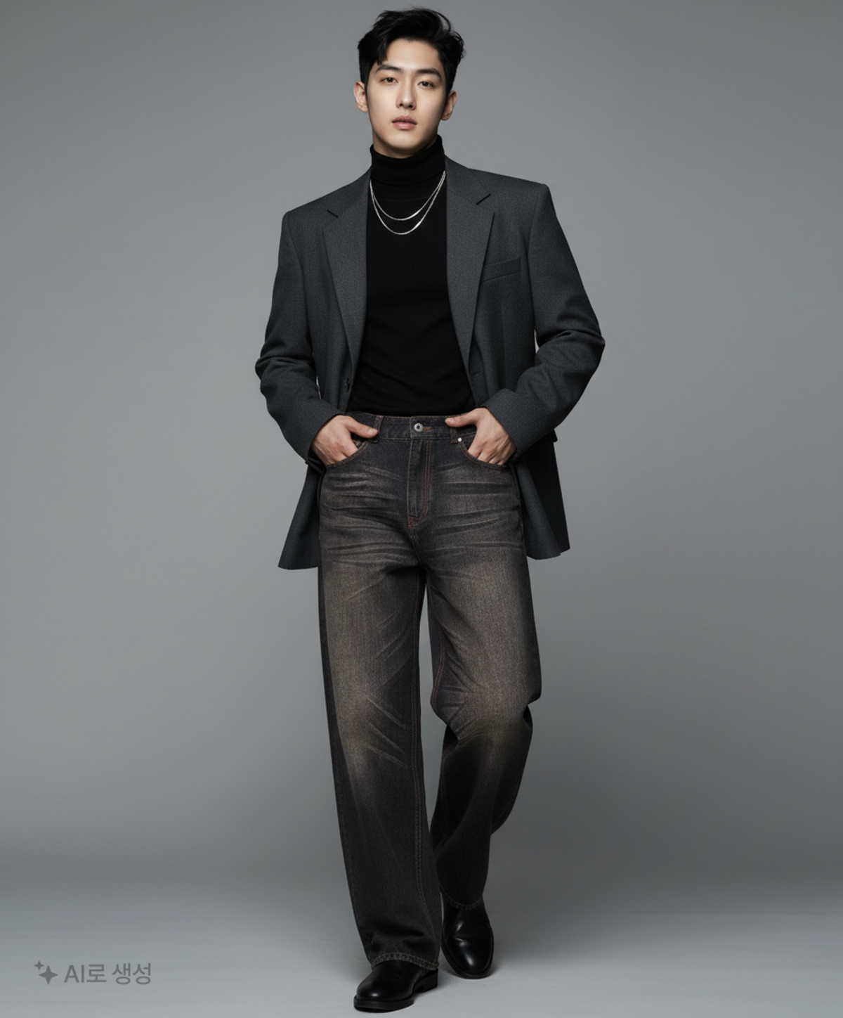 메종미네드(MAISON MINED) CRACK BRUSH WIDE DENIM PANTS BROWN 46