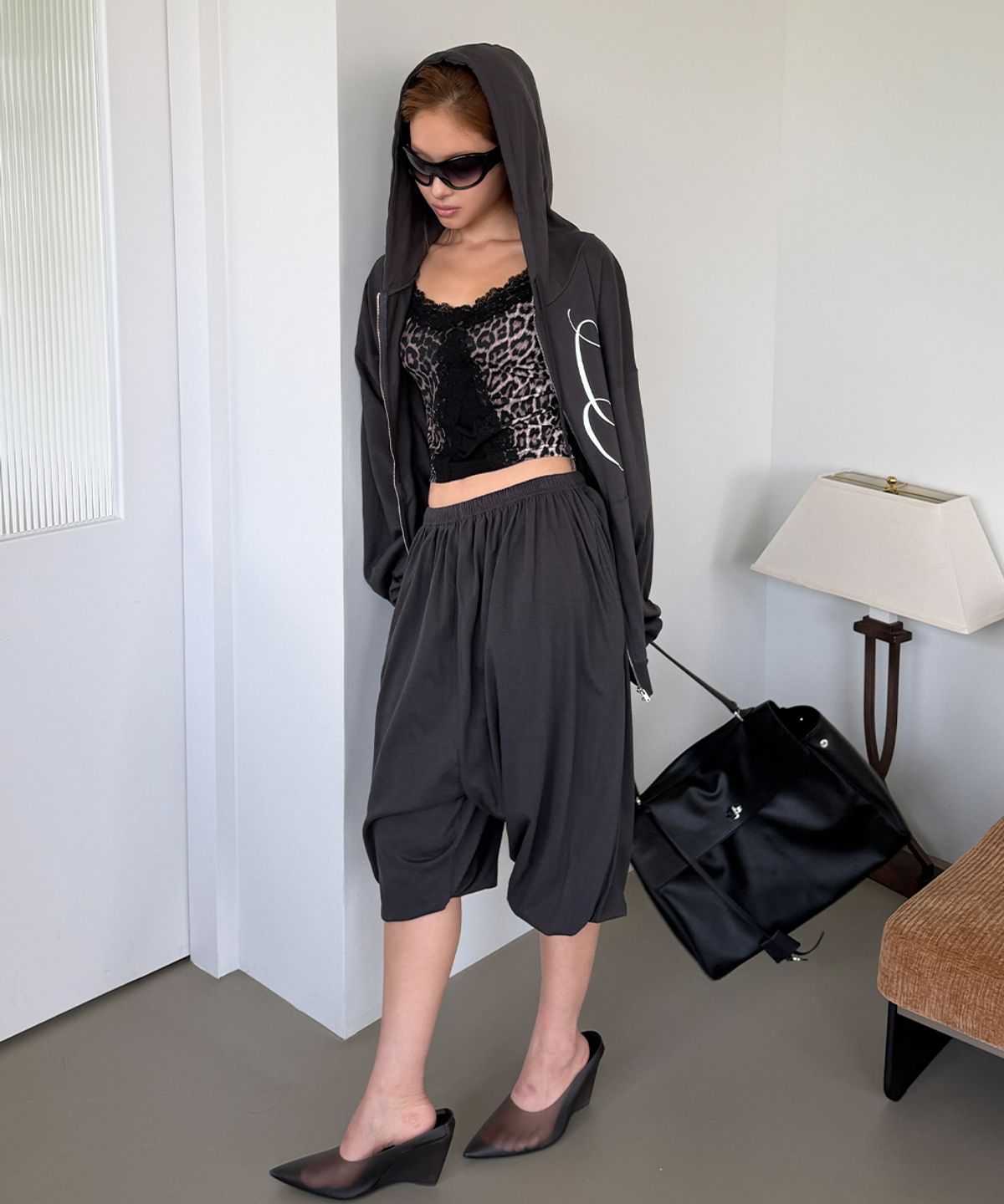 웨이브걸(WAVEGIRL) Single Wave Hood Zip-Up-Charcoal
