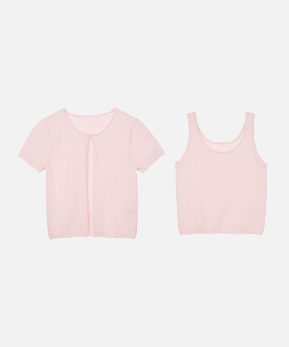 비올셋(BE ALL SET) Linen Knit Tank & Cardigan Set_Pink