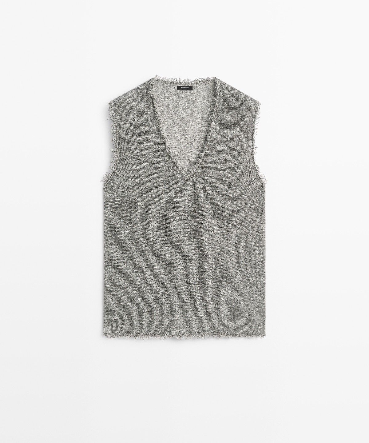마시모두띠(MASSIMO DUTTI) 슬러브 디테일 브이넥 탑
