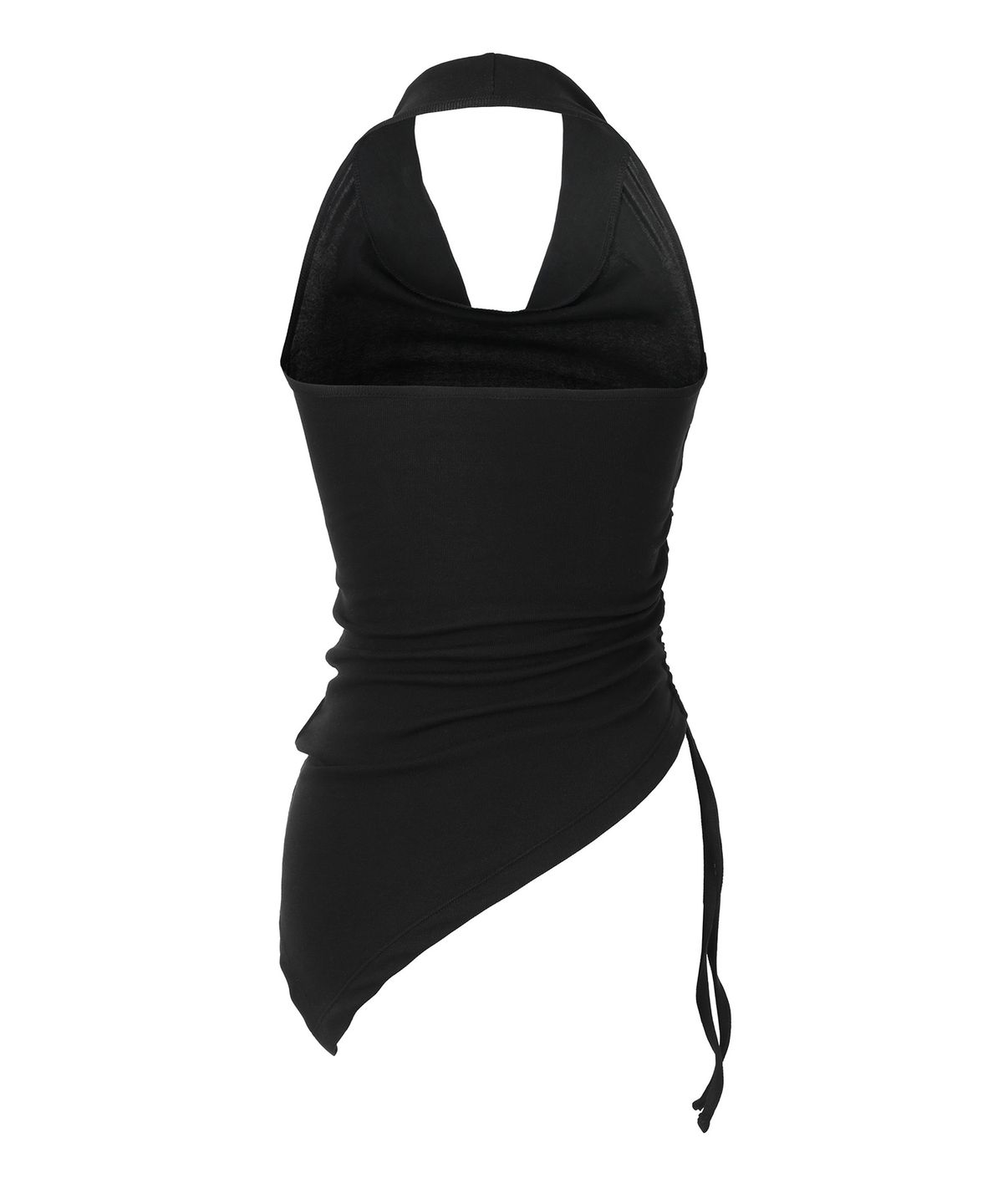 이네기(INEGI) Asymmetric Shirring Halter Top (black)