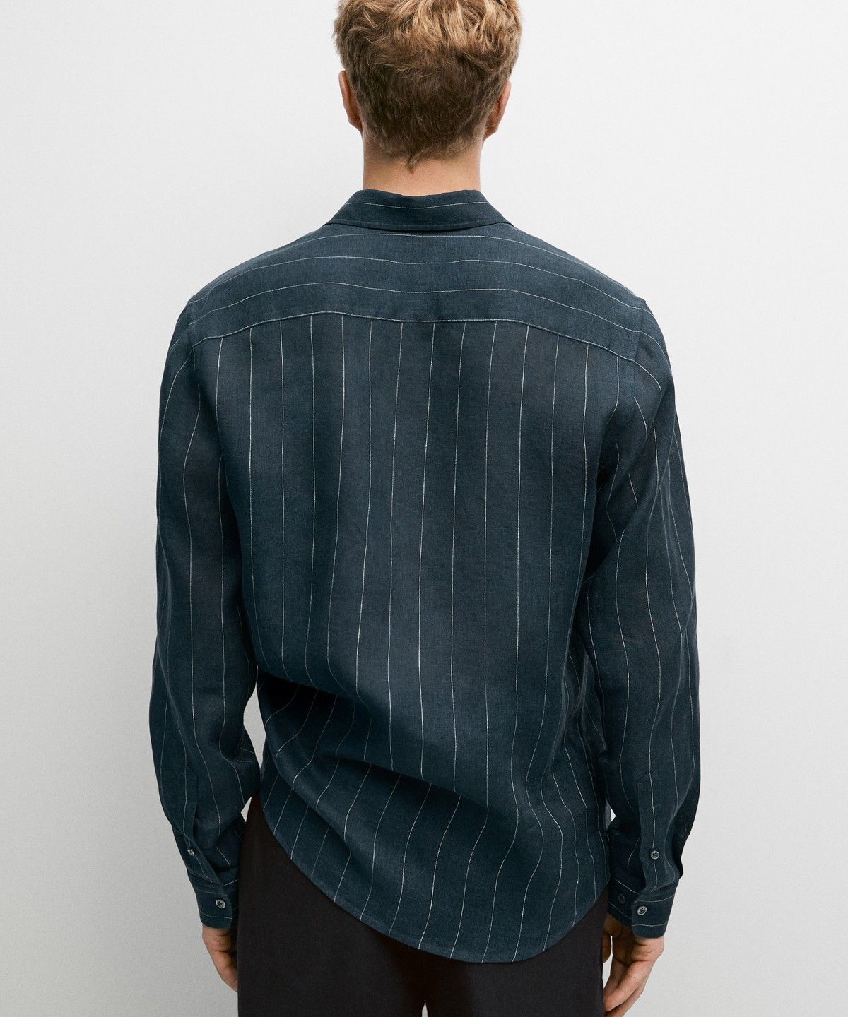 마시모두띠(MASSIMO DUTTI) 레귤러 핏 100% 린넨 스트라이프 셔츠