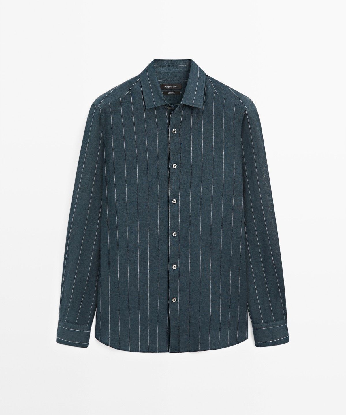 마시모두띠(MASSIMO DUTTI) 레귤러 핏 100% 린넨 스트라이프 셔츠