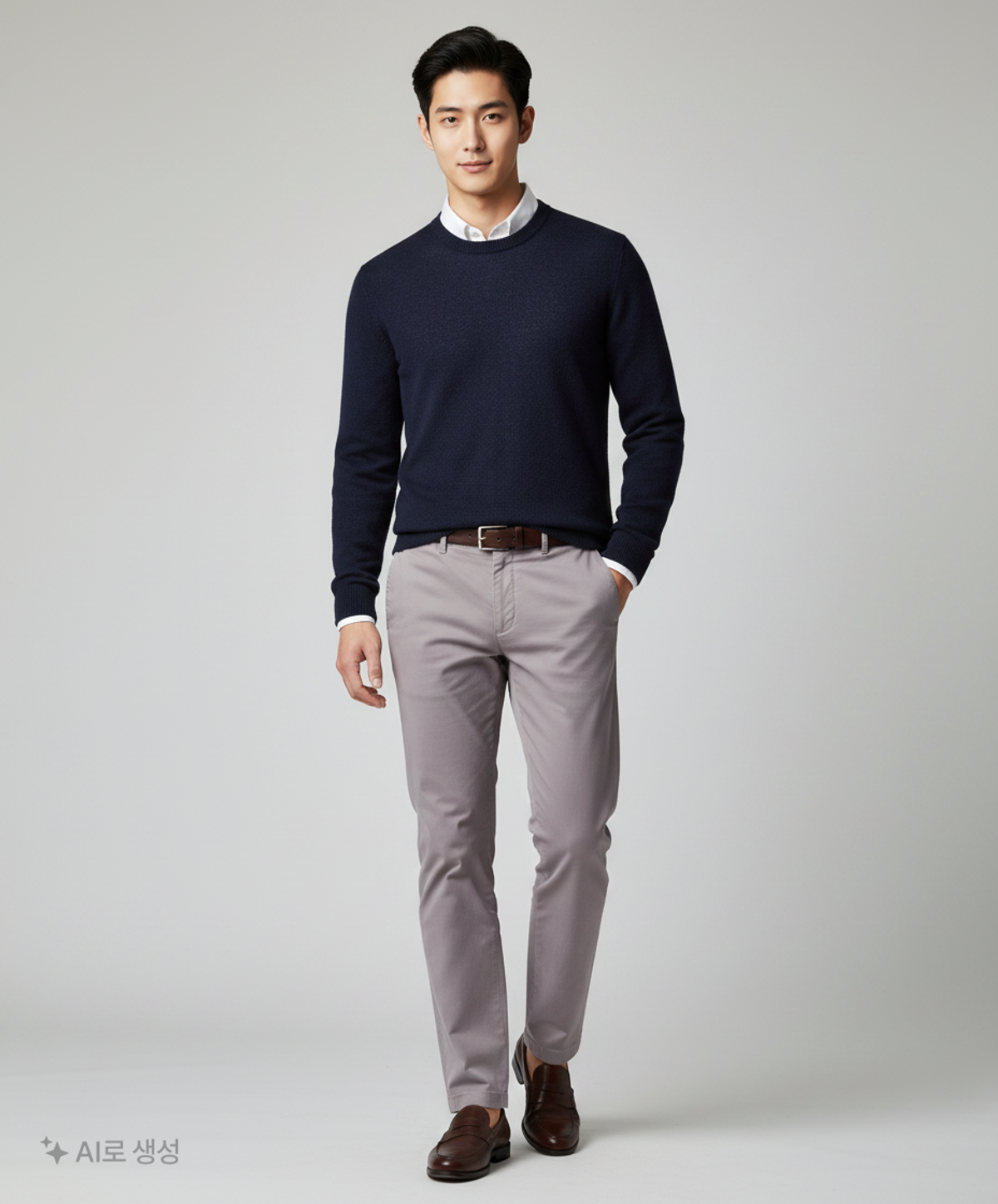 올젠(OLZEN) 스탠다드핏 사이드 밴딩 팬츠_ZAD5PP1901DGR 90