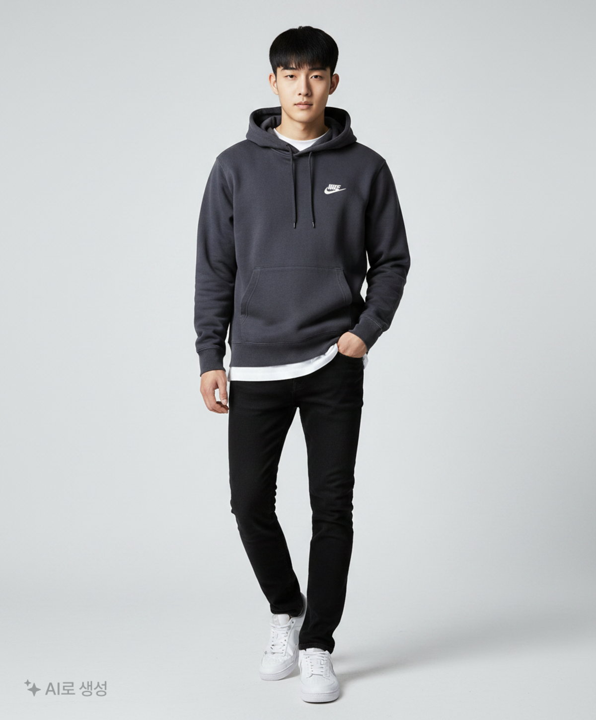 나이키(NIKE) 스포츠웨어 클럽 풀오버 후디 M - 블랙:블랙:화이트 / CZ7858-010 95