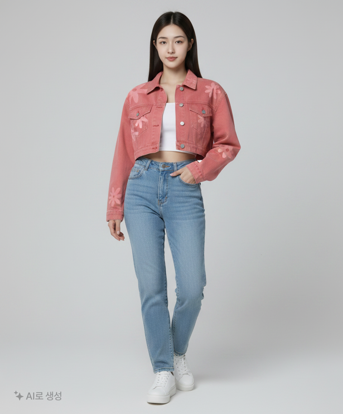 메인부스(MAINBOOTH) Flower Denim Crop Jacket(PINK) FREE